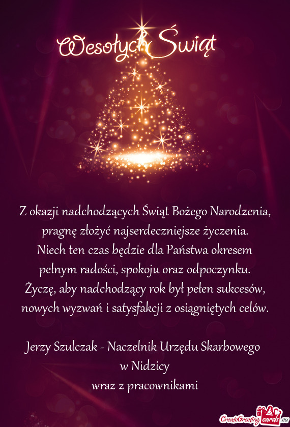 Jerzy Szulczak - Naczelnik Urzędu Skarbowego