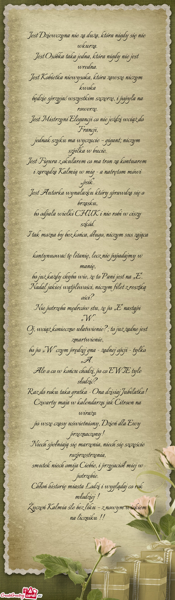 Jest Kobietka niewysoka, która zawsze niczym kwoka