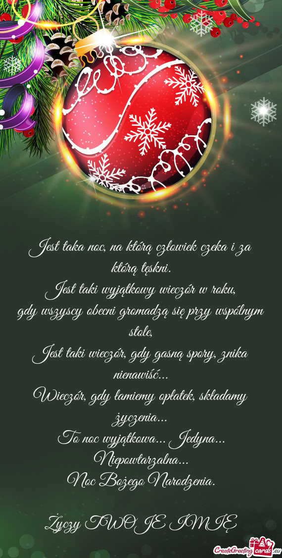 Jest taka noc, na którą człowiek czeka i za którą tęskni.  Jest taki