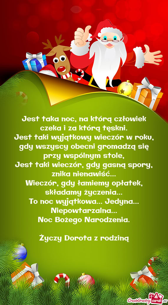 Jest taka noc, na którą człowiek czeka i za którą tęskni.  Jest taki