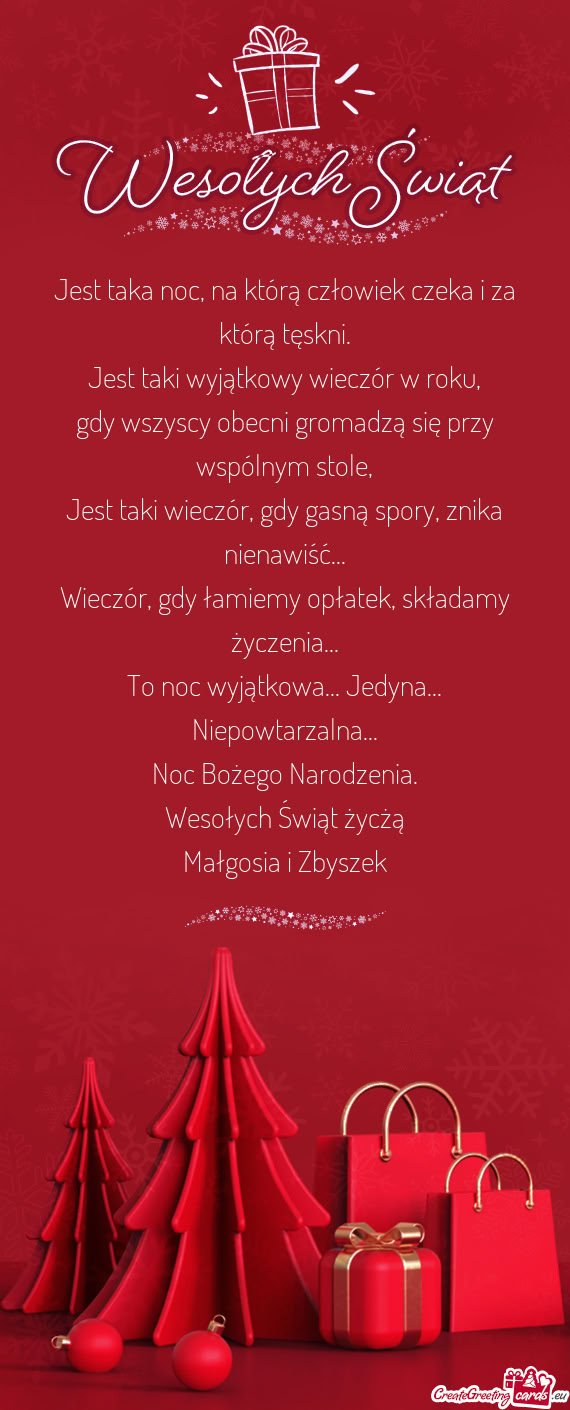 Jest taka noc, na którą człowiek czeka i za którą tęskni.  Jest taki