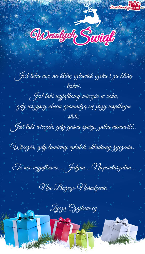 Jest taka noc, na którą człowiek czeka i za którą tęskni.  Jest taki