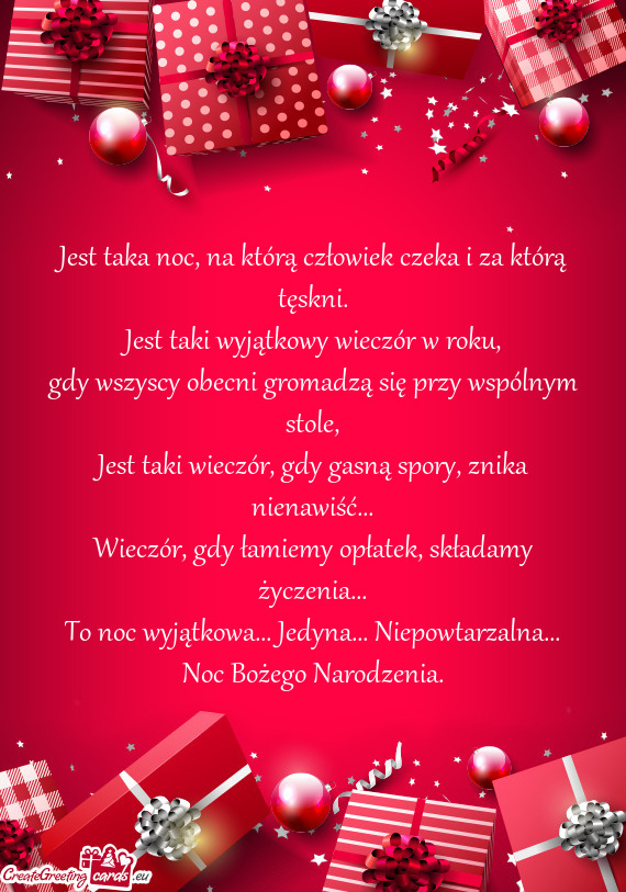 Jest taka noc, na którą człowiek czeka i za którą tęskni.  Jest taki