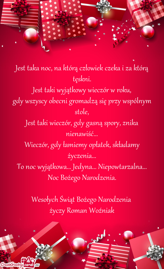 Jest taka noc, na którą człowiek czeka i za którą tęskni.  Jest taki