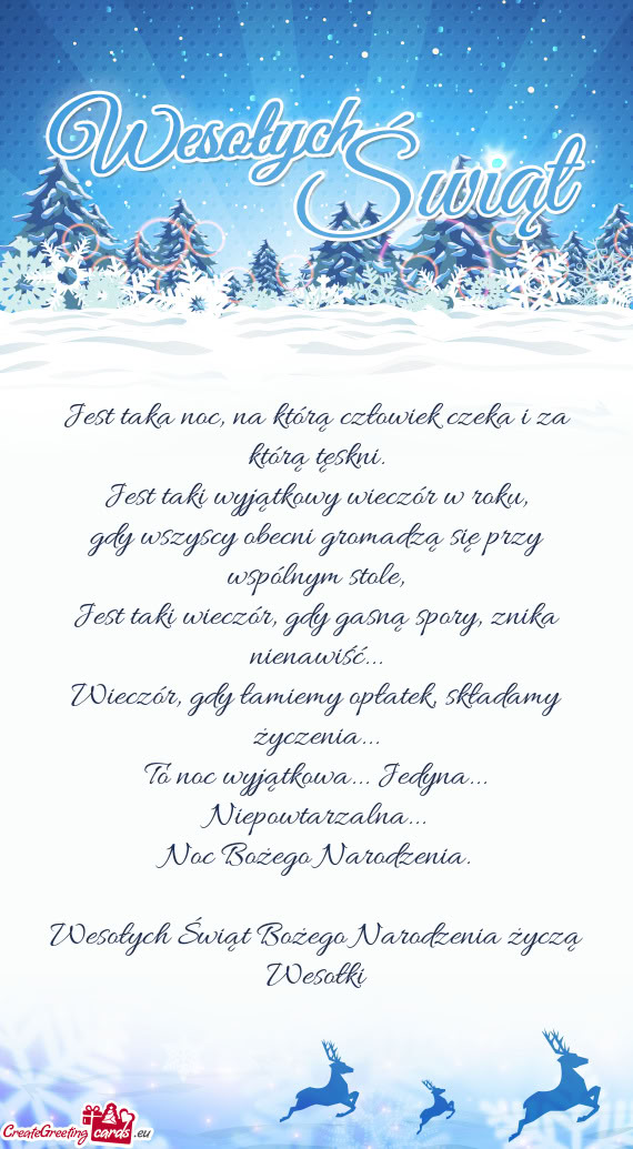 Jest taka noc, na którą człowiek czeka i za którą tęskni.  Jest taki