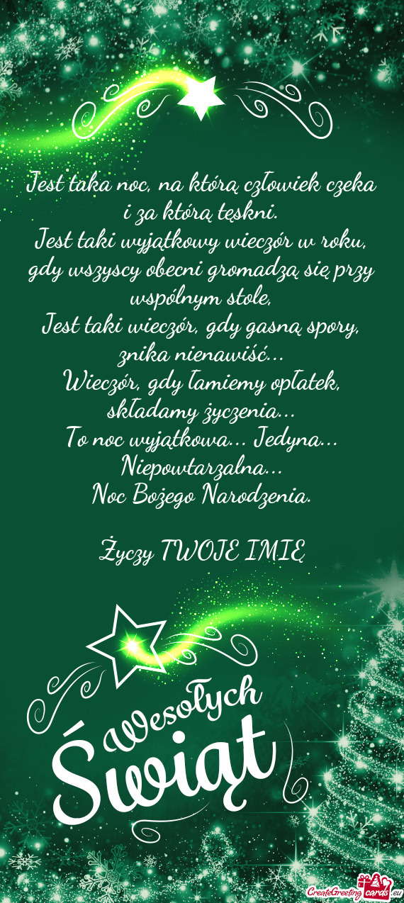 Jest taka noc, na którą człowiek czeka i za którą tęskni.  Jest taki