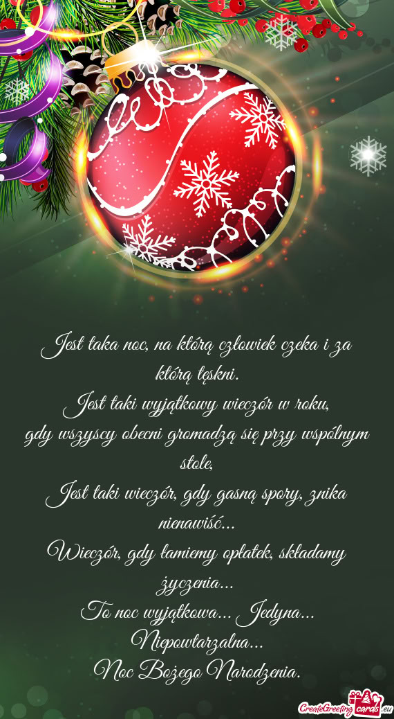 Jest taka noc, na którą człowiek czeka i za którą tęskni.  Jest taki