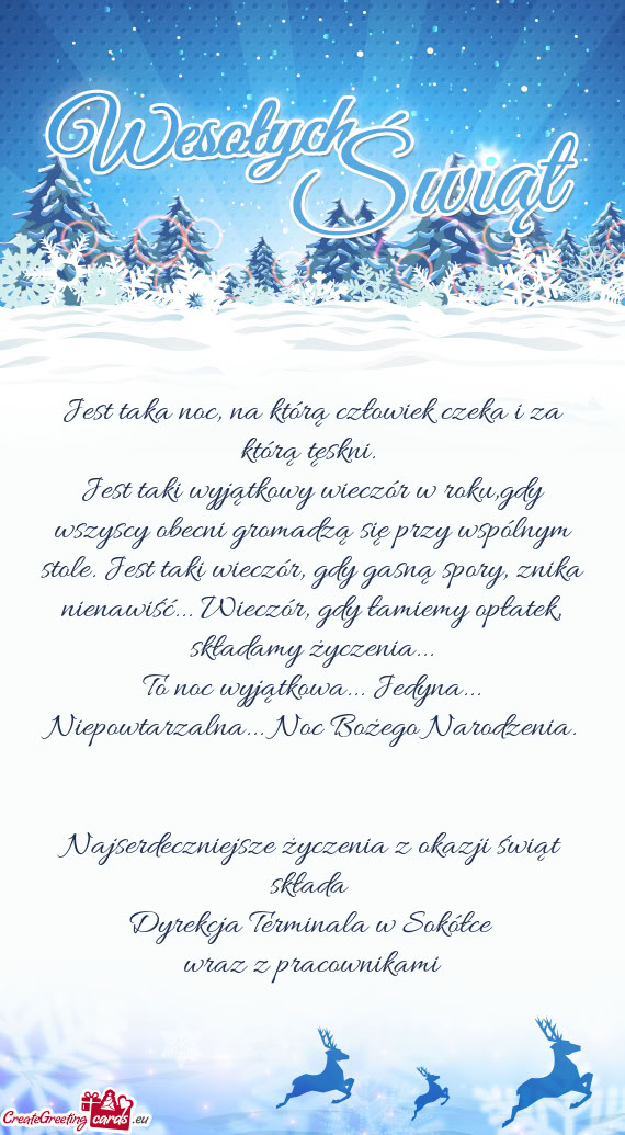 Jest taki wyjątkowy wieczór w roku,gdy wszyscy obecni gromadzą się przy wspólnym stole. Jest ta