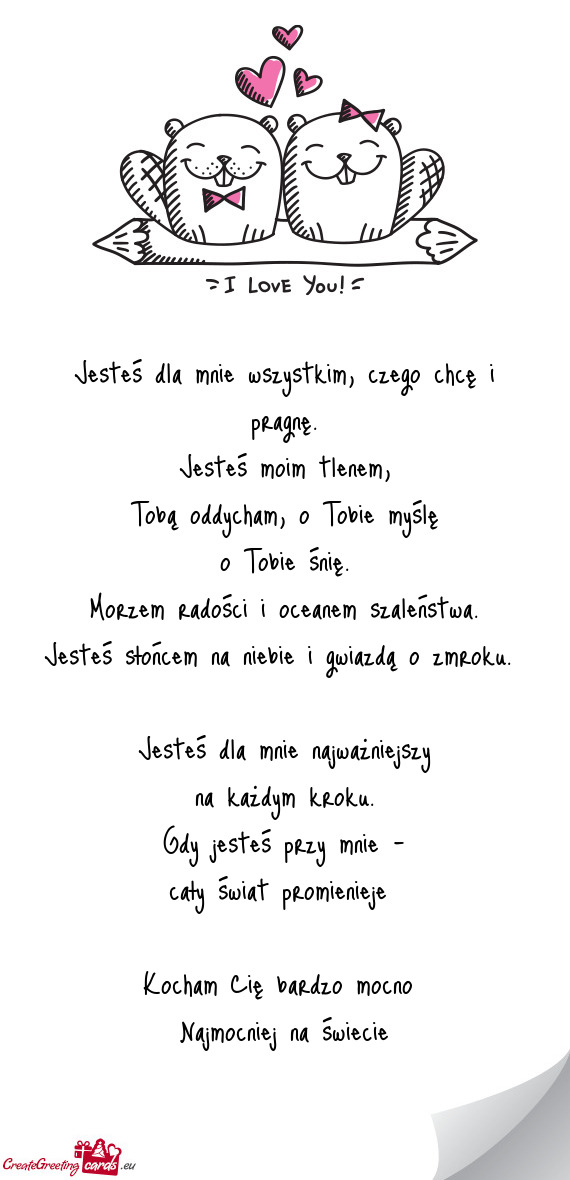 Jesteś dla mnie wszystkim, czego chcę i pragnę