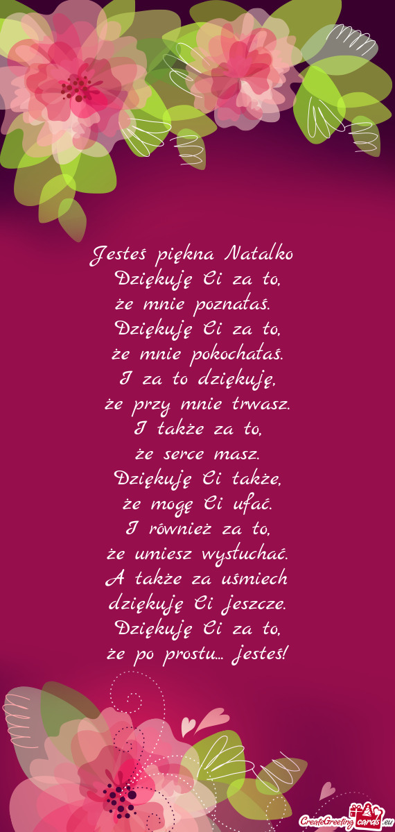 Jesteś piękna Natalko