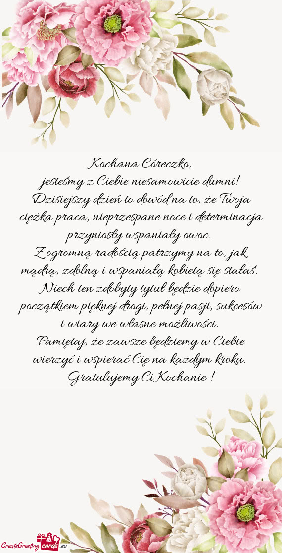 Jesteśmy z Ciebie niesamowicie dumni