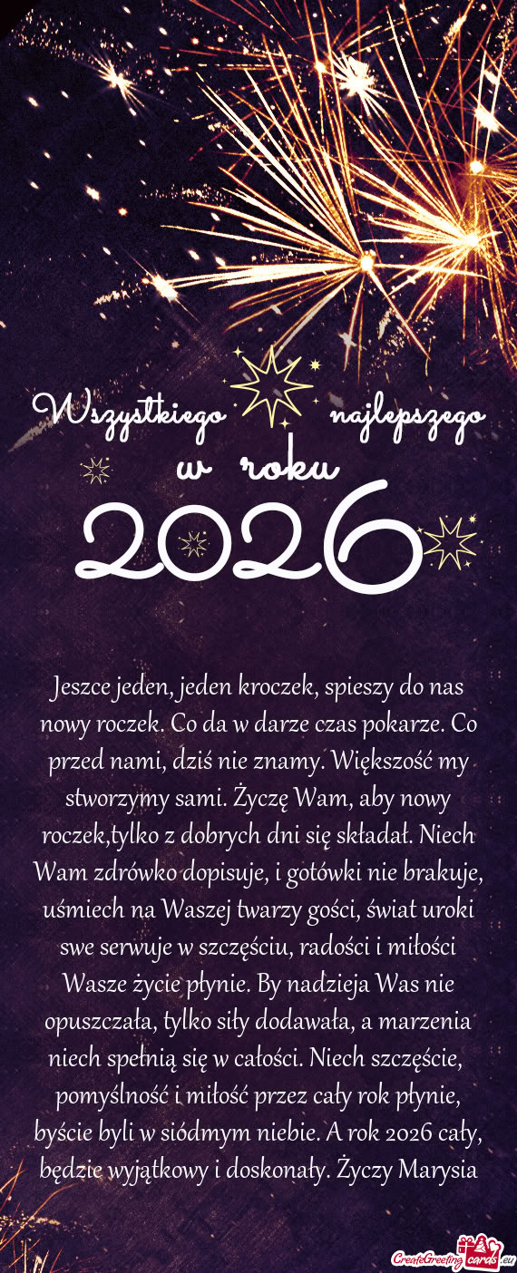 Jeszce jeden, jeden kroczek, spieszy do nas nowy roczek. Co da w darze czas pokarze. Co przed nami