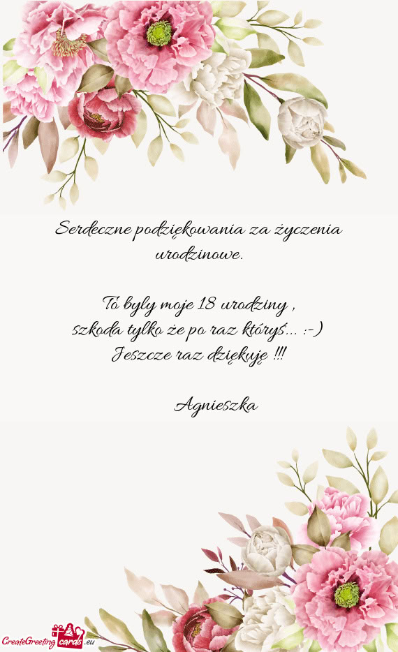 ) Jeszcze raz dziękuję !!!    Agnieszka