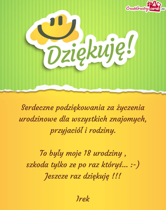 ) Jeszcze raz dziękuję !!! Irek