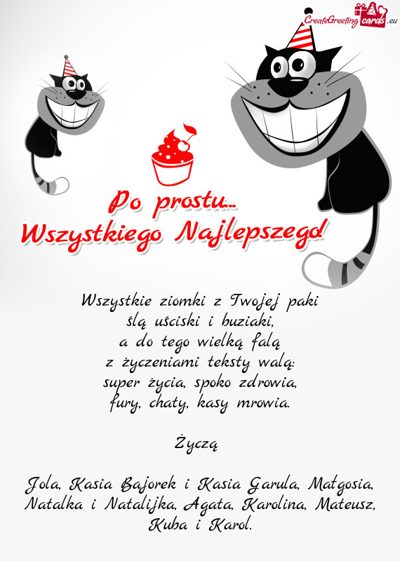 Jola, Kasia Bajorek i Kasia Garula, Małgosia, Natalka i Natalijka, Agata, Karolina, Mateusz, Kuba i