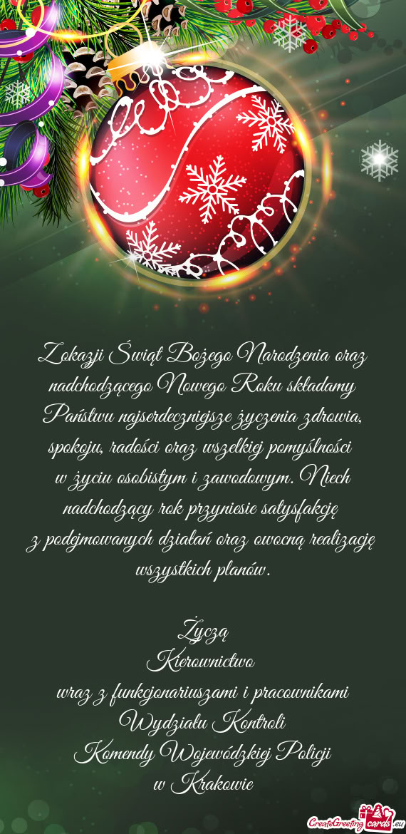 Jsze życzenia zdrowia, spokoju, radości oraz wszelkiej pomyślności