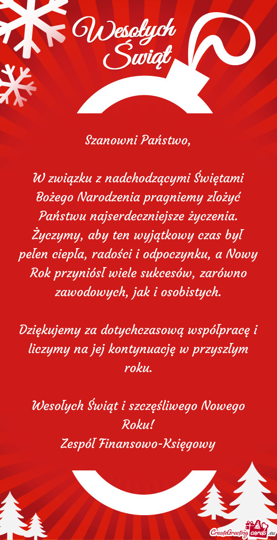 Jsze życzenia. Życzymy, aby ten wyjątkowy czas był pełen ciepła, radości i odpoczynku, a Nowy