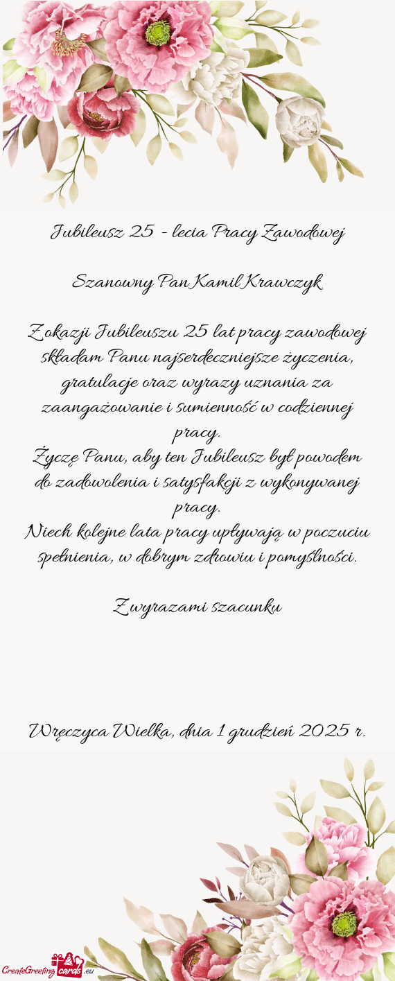 Jubileusz 25 - lecia Pracy Zawodowej