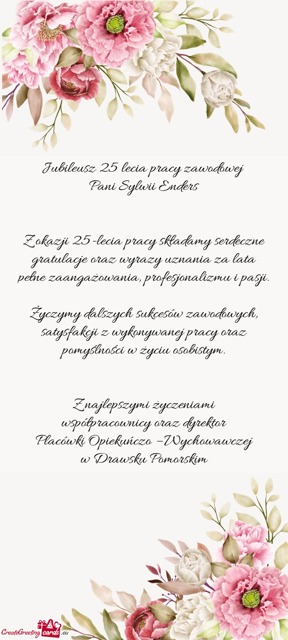 Jubileusz 25 lecia pracy zawodowej