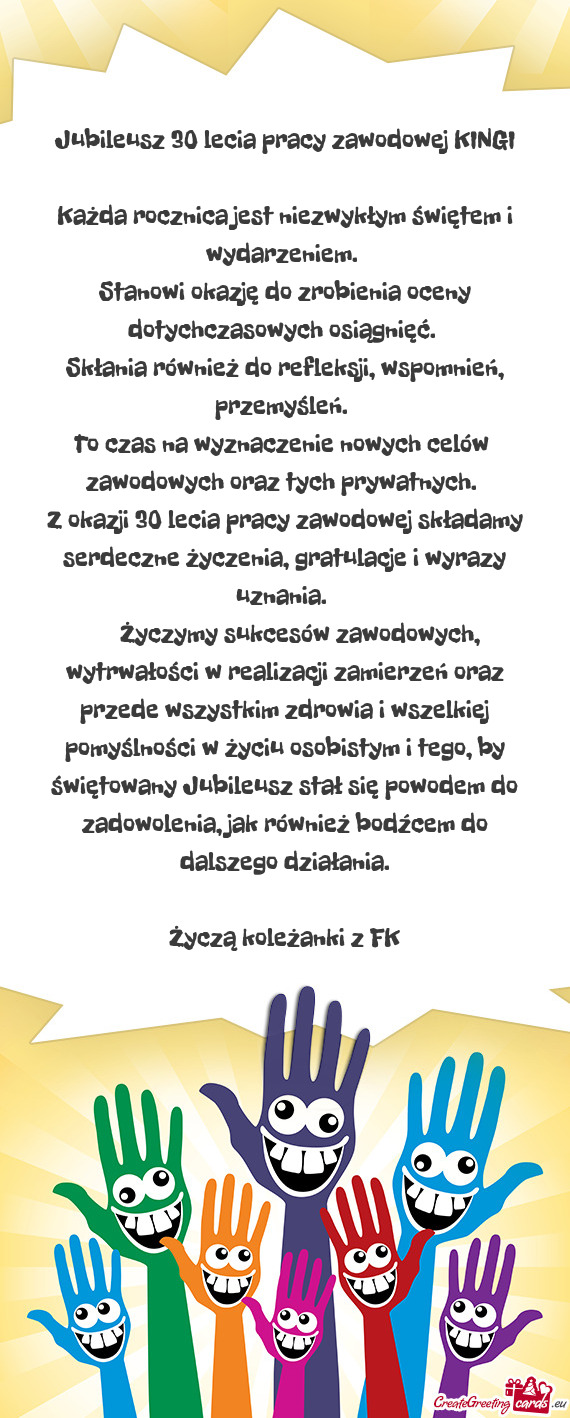 Jubileusz 30 lecia pracy zawodowej KINGI