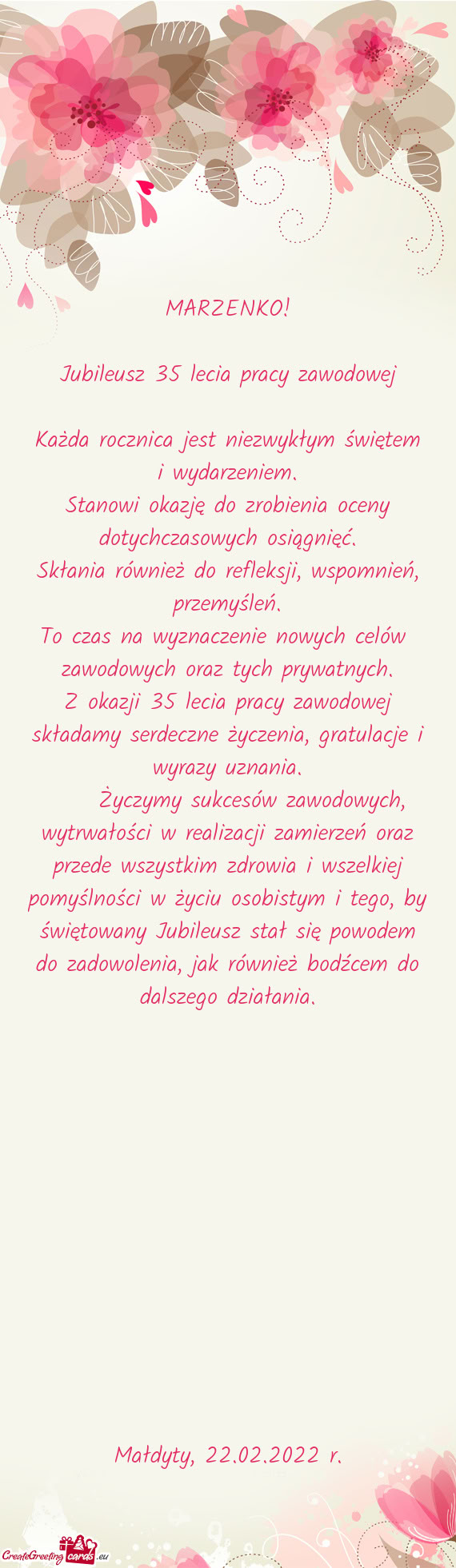 Jubileusz 35 Lecia Pracy Zawodowej Darmowe Kartki Jubileusz 35 Lecia Pracy Zawodowej Darmowe Kartki