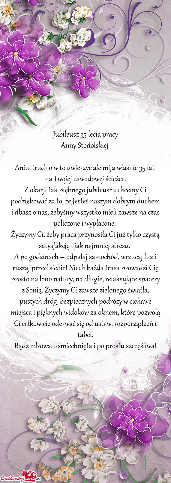 Jubileusz 35 lecia pracy