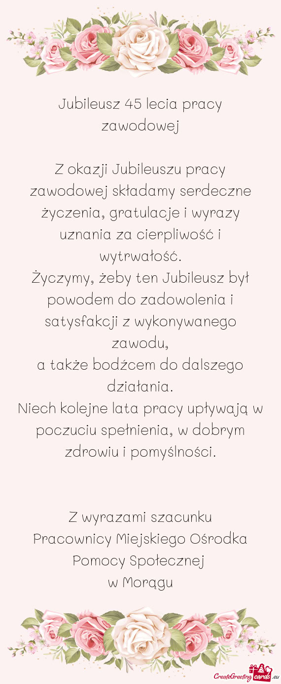Jubileusz 45 lecia pracy zawodowej