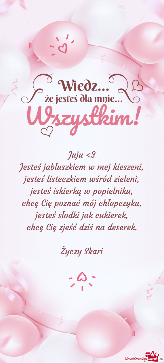 Juju <3 Jesteś jabłuszkiem w mej kieszeni