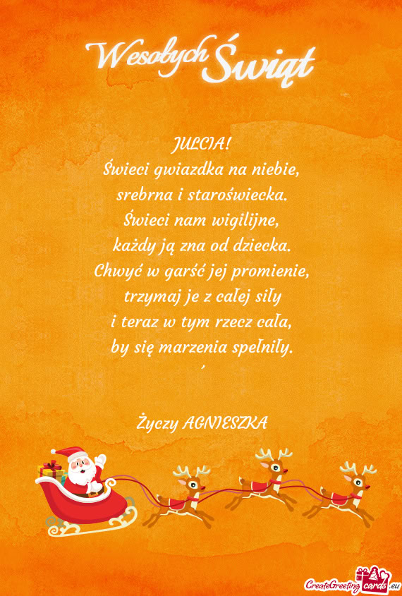 JULCIA! Świeci gwiazdka na niebie