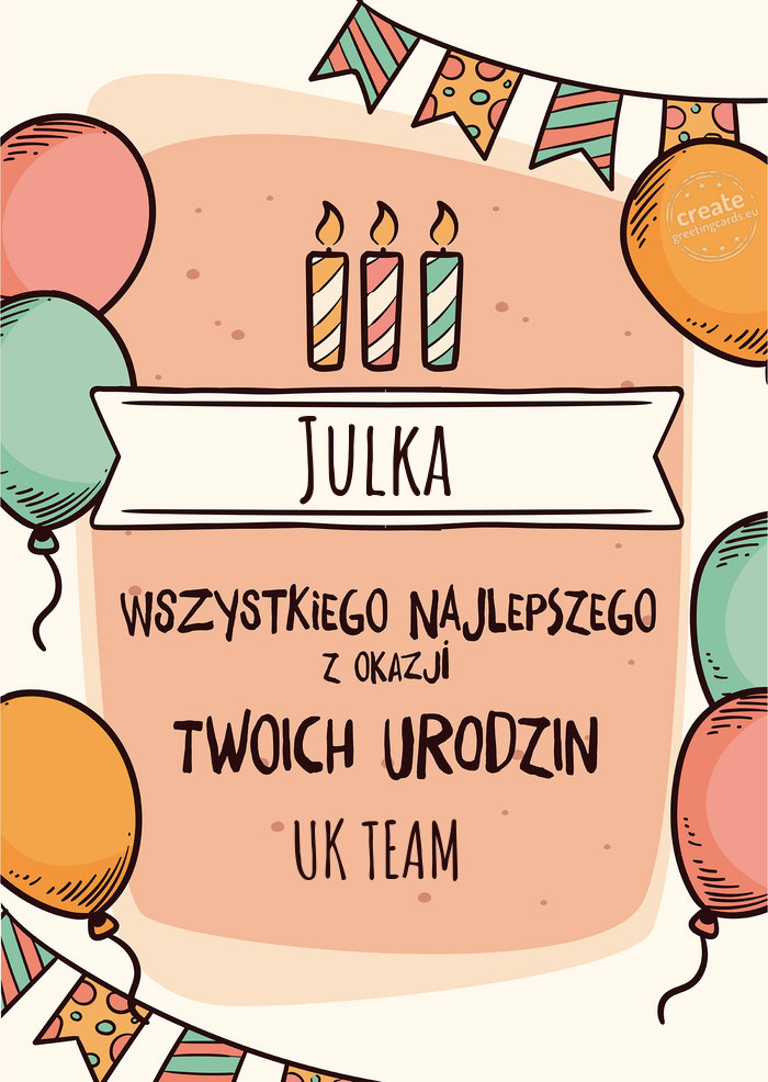 Julka Wszystkiego Najlepszego z okazji Twoich urodzin UK TEAM