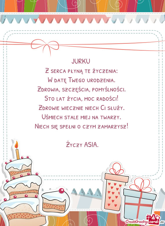 JURKU Z serca płyną te życzenia