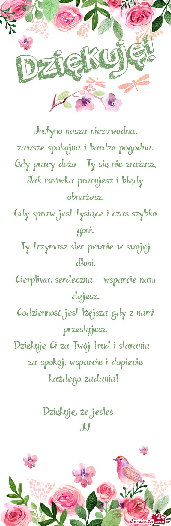 Justyno nasza niezawodna