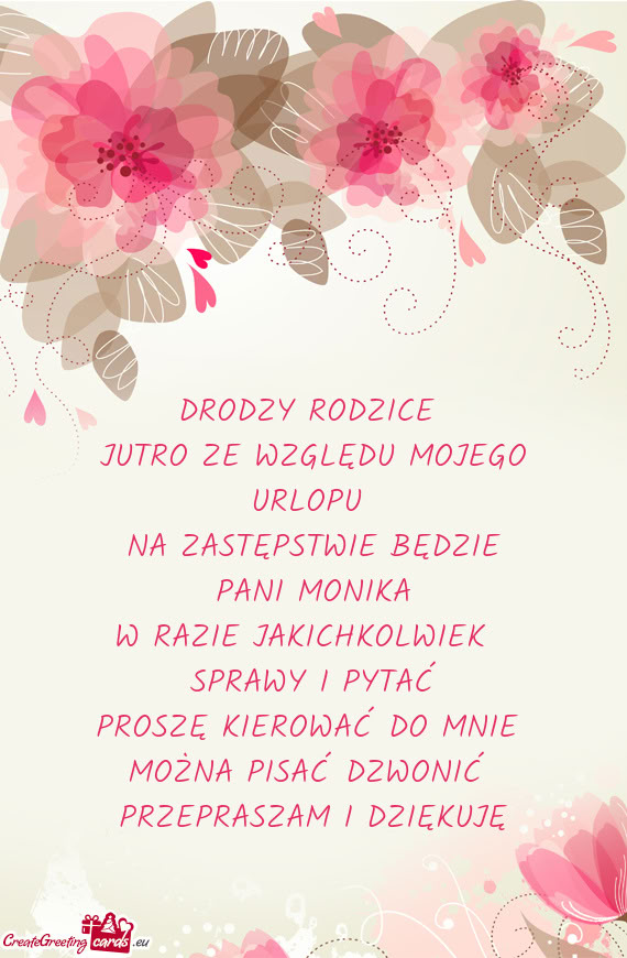 JUTRO ZE WZGLĘDU MOJEGO URLOPU