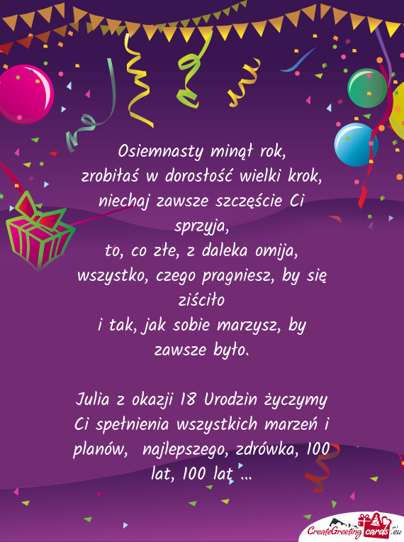 Ka, 100 lat, 100 lat …