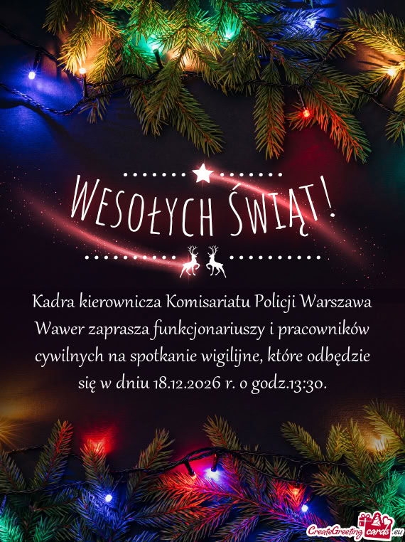 Kadra kierownicza Komisariatu Policji Warszawa Wawer zaprasza funkcjonariuszy i pracowników cywilny