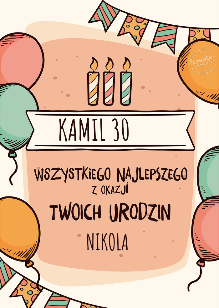 KAMIL 30 ☆☆ Wszystkiego Najlepszego z okazji Twoich urodzin NIKOLA