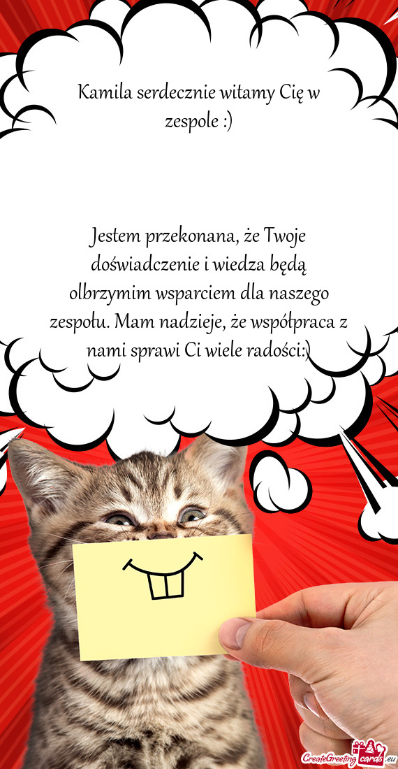 Kamila serdecznie witamy Cię w zespole :)