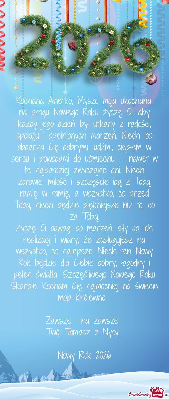 Kany z radości, spokoju i spełnionych marzeń. Niech los obdarza Cię dobrymi ludźmi, ciepłem w