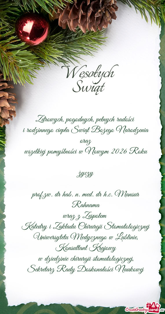 Katedry i Zakładu Chirurgii Stomatologicznej