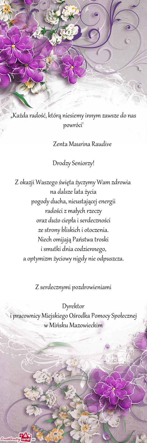 „Każda radość, którą niesiemy innym zawsze do nas powróci”