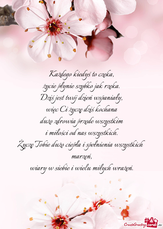 Każdego kiedyś to czeka,  życie płynie szybko jak rzeka.  Dziś jest twój