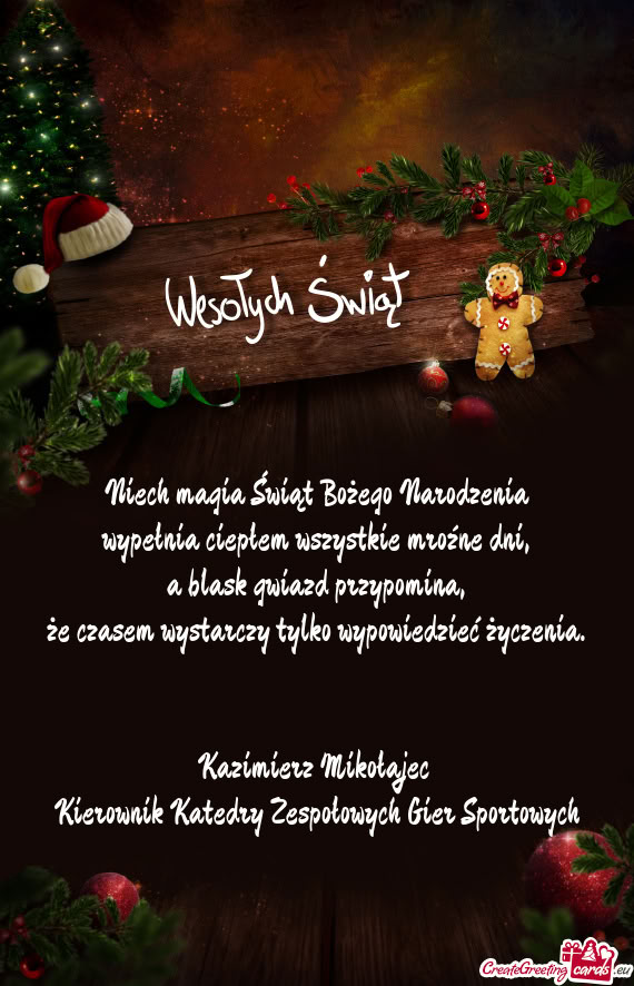 Kazimierz Mikołajec Kierownik Katedry Zespołowych Gier Sportowych