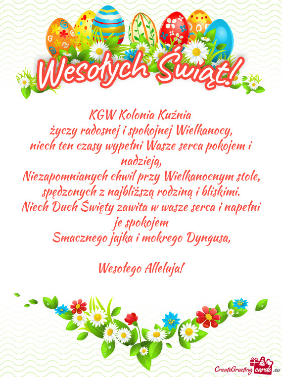 KGW Kolonia Kuźnia radosnej i spokojnej Wielkanocy