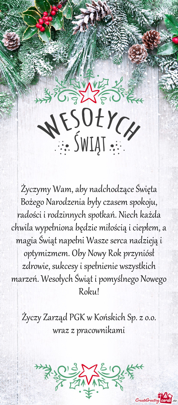 Kich marzeń. Wesołych Świąt i pomyślnego Nowego Roku