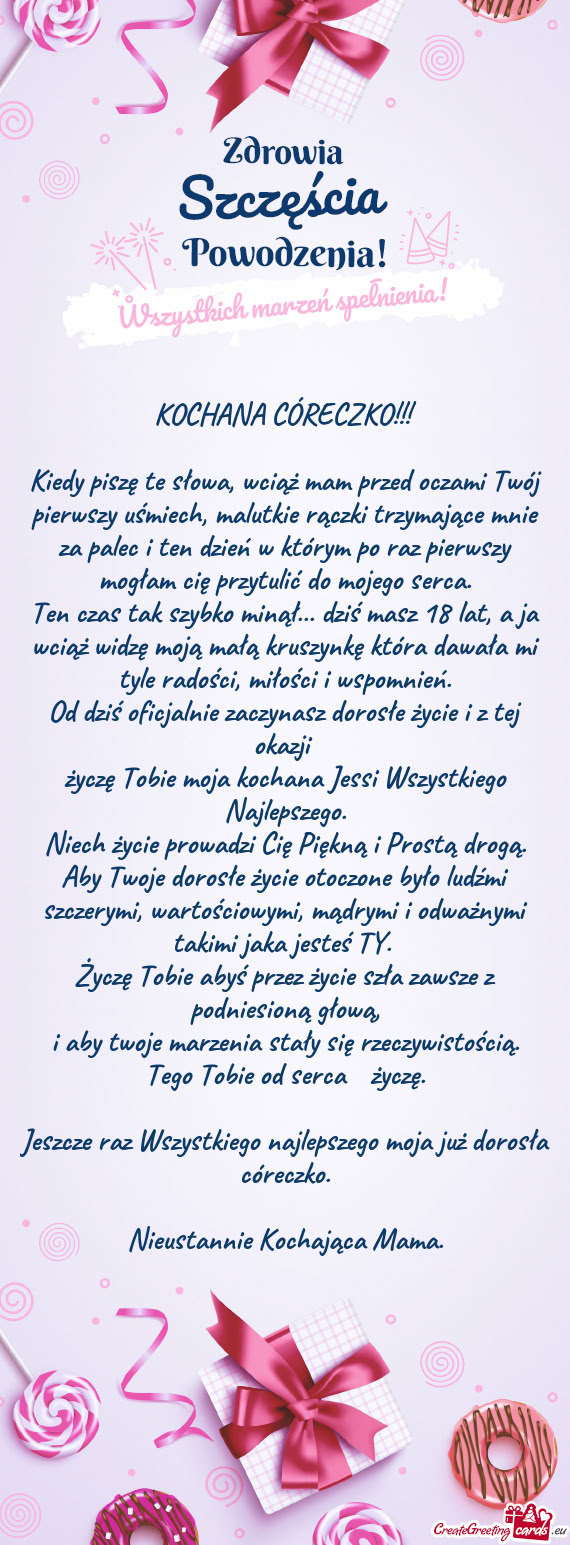 Kiedy piszę te słowa, wciąż mam przed oczami Twój pierwszy uśmiech, malutkie rączki trzymają