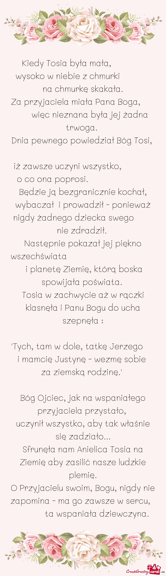 Kiedy Tosia była mała,    wysoko w niebie z chmurki    na chmurkę skakała
