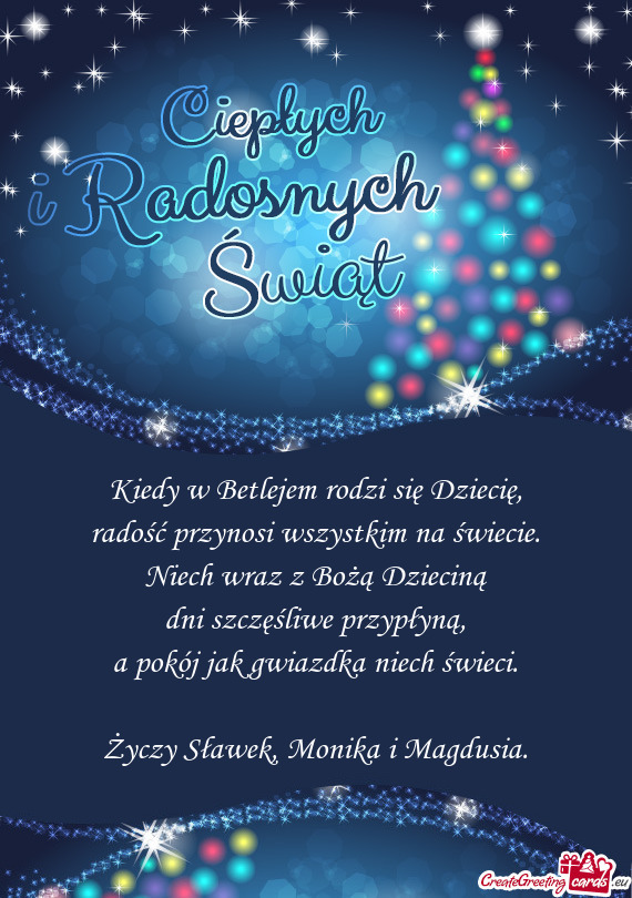 Kiedy w Betlejem rodzi się Dziecię,  radość przynosi wszystkim na