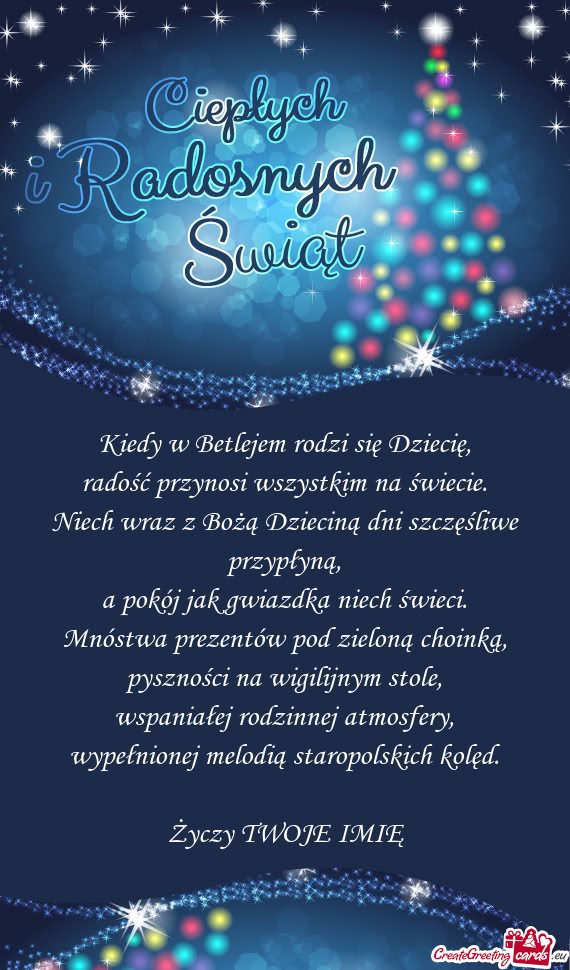 Kiedy w Betlejem rodzi się Dziecię,  radość przynosi wszystkim na