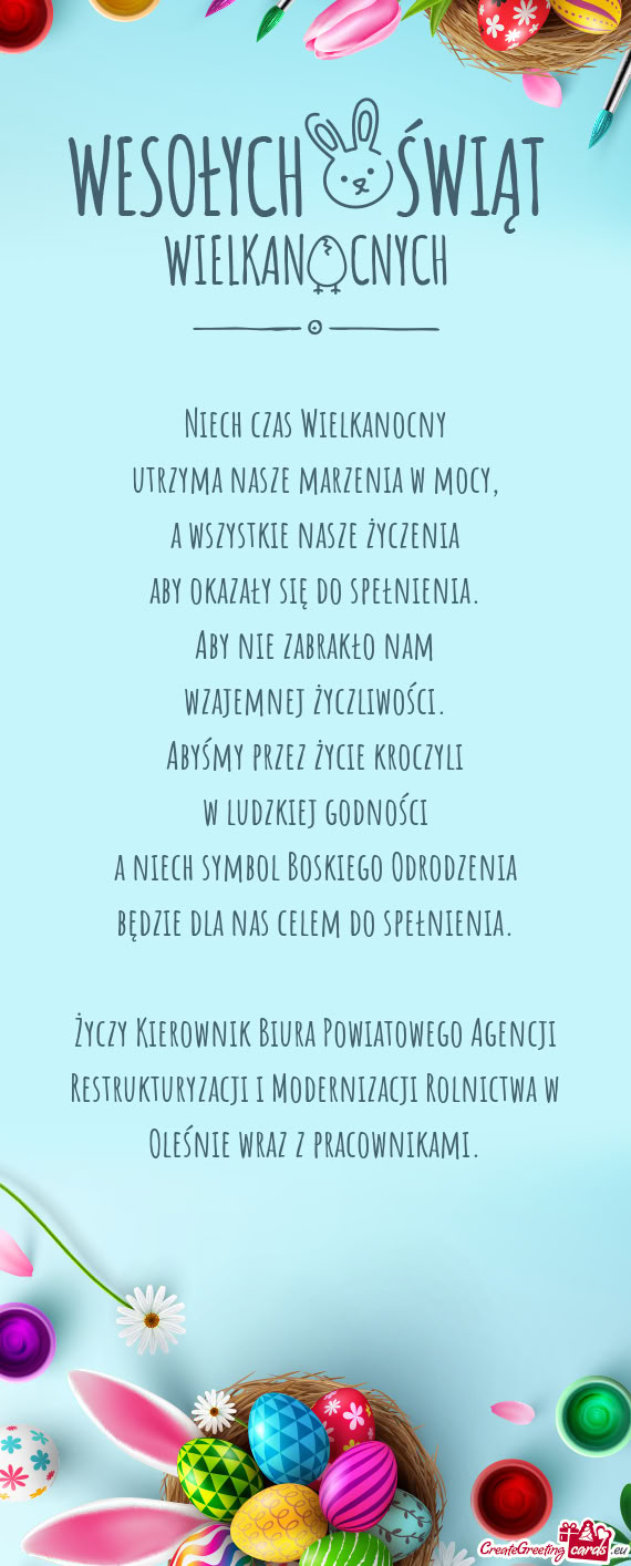 Kierownik Biura Powiatowego Agencji Restrukturyzacji i Modernizacji Rolnictwa w Oleśnie wraz