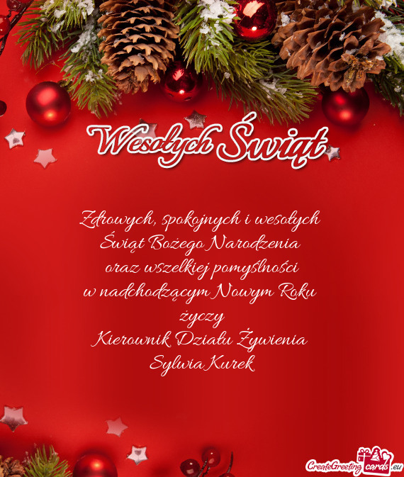 Kierownik Działu Żywienia